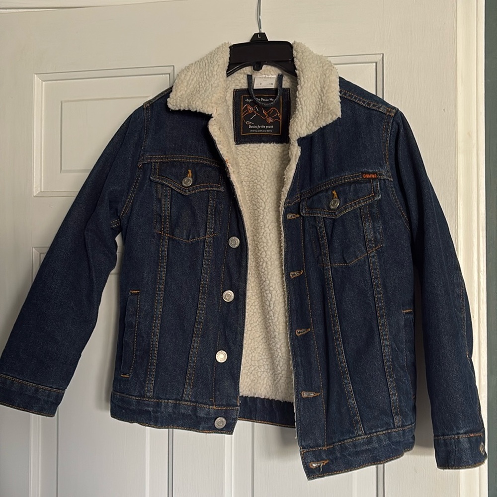 Zara Kids denim sherpa-lined jacket, size 9